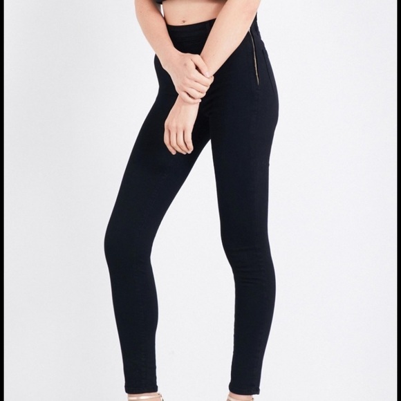 GOOD AMERICAN Women’s Black Side Zip Skinny Denim Jean - Picture 1 of 6